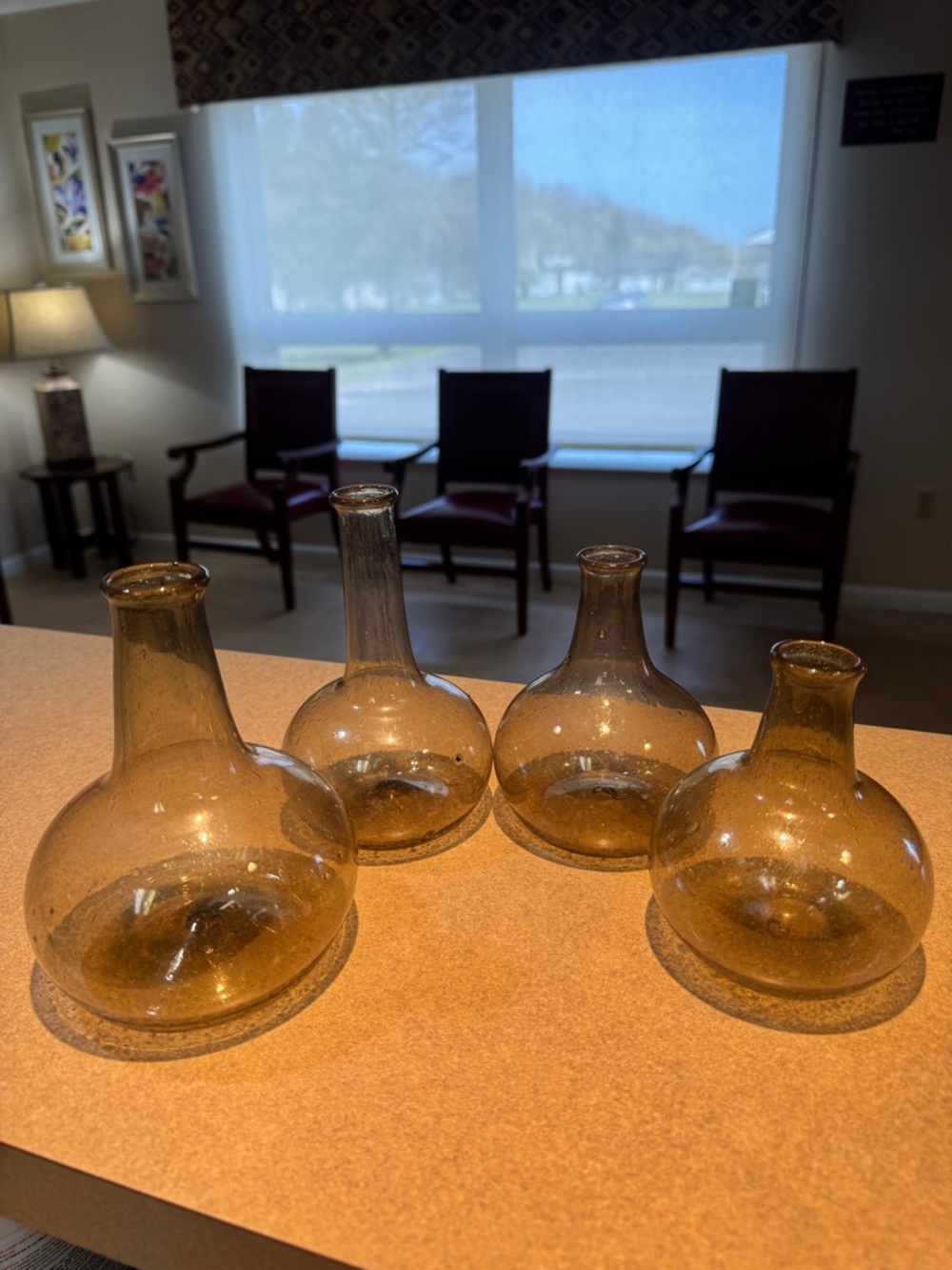 Amber Glass Onion Bottles- Set of 4